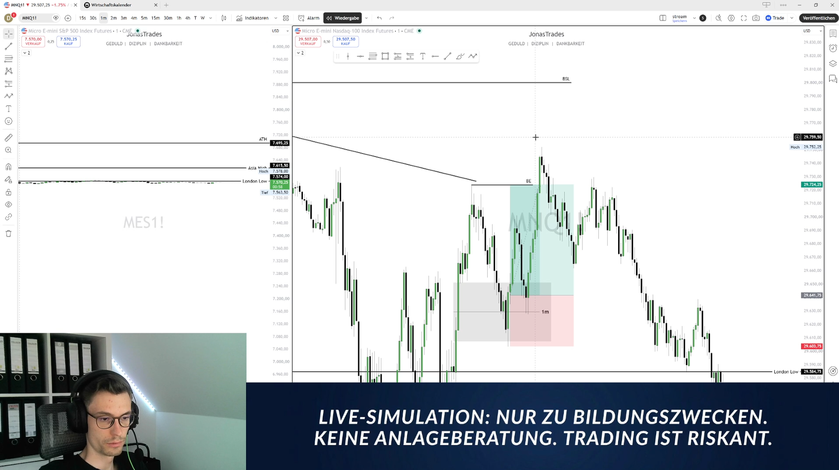 Beispiel einer Live-Trading-Session im simulierten Modus